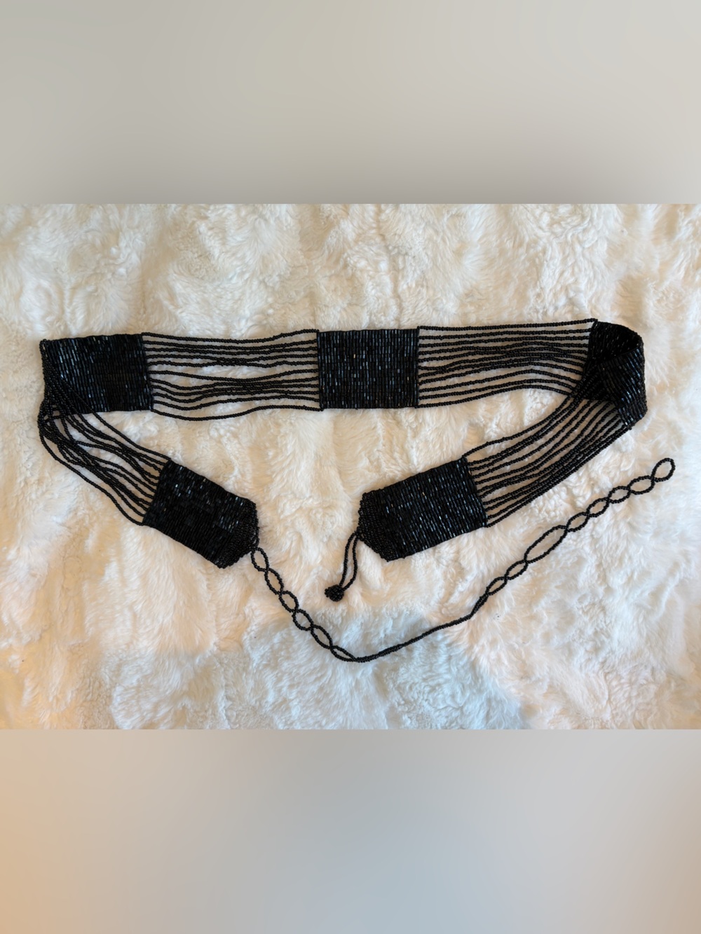 Vintage Black Beaded Belt Women's